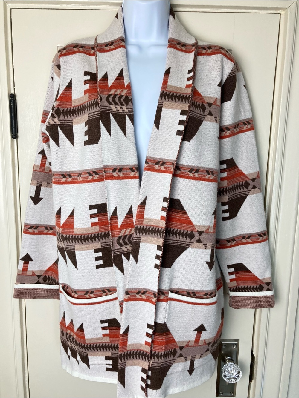 Fate Southwestern Tribal Aztec Cowgirl Open-front Cardigan Sweater